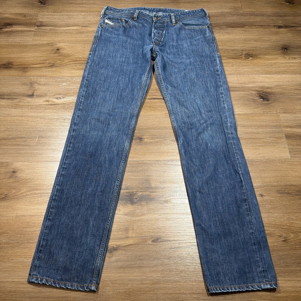 Diesel Jeans‎ 34x34 Blue Turbo Koolter Regular Slim Tapered Button Fly 008Y9